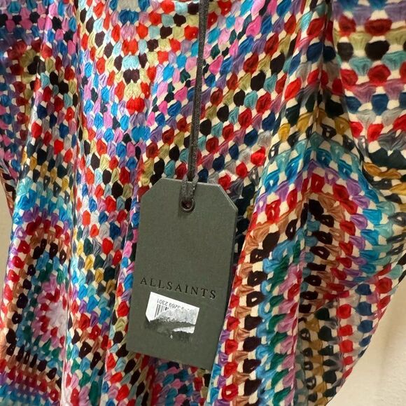 Allsaints ASilk Blend Midi Slip Dress Asymmetric Hem Multicolor Size 10‎ - Picture 11 of 16